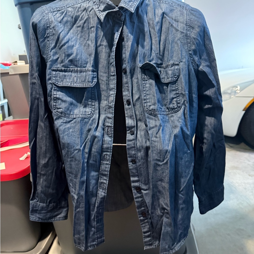 Blue Denim Button-Up Shirt Jacket p34 - Picture 2 of 4